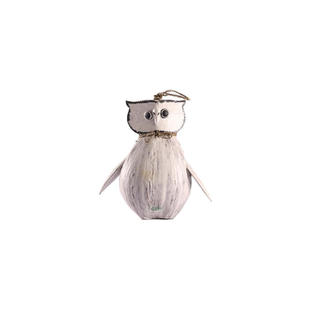 Hanging Coconut Owl White