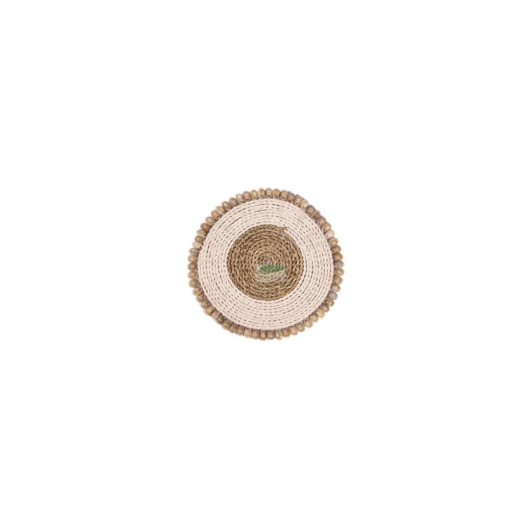 Placemat rafia seagrass, shell dia.33cm
