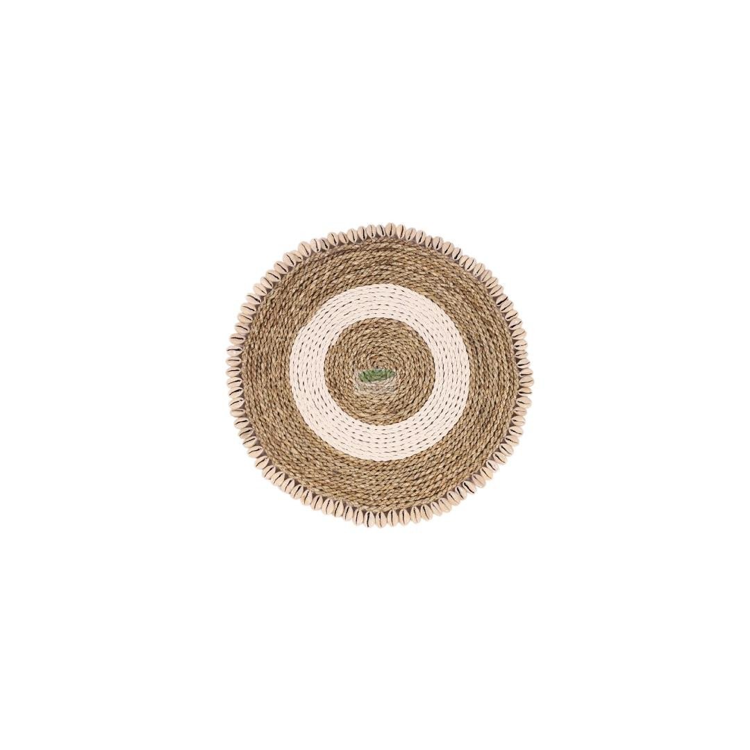 Placemat rafia seagrass, shell dia.40cm