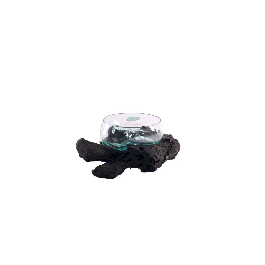 Root with glass bowl ca. 65x30x23cm
