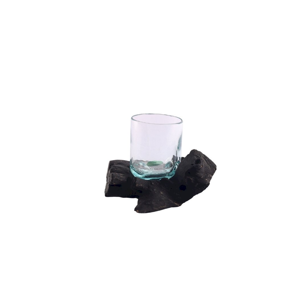 Root with glass ca. 23x15x16cm