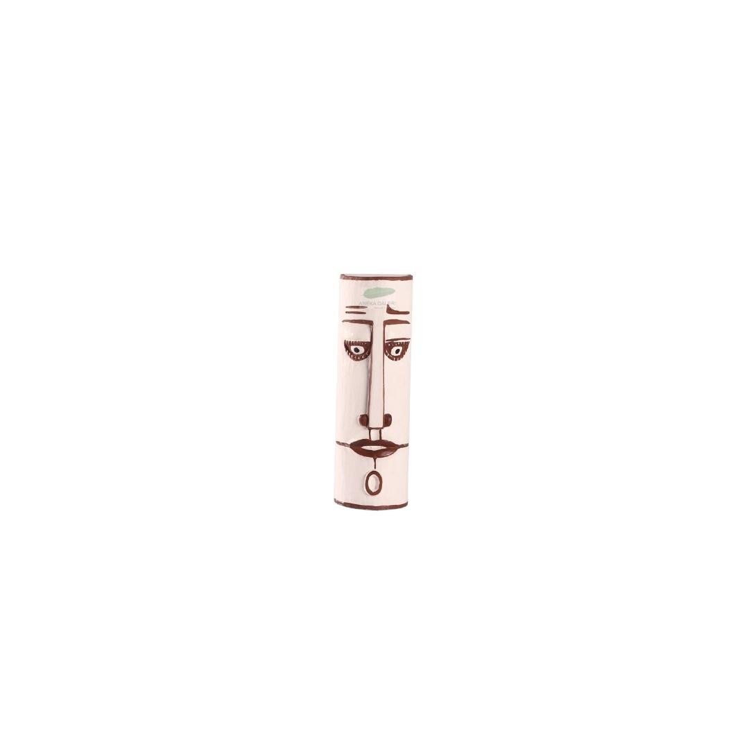 Round Square Face statue wood S