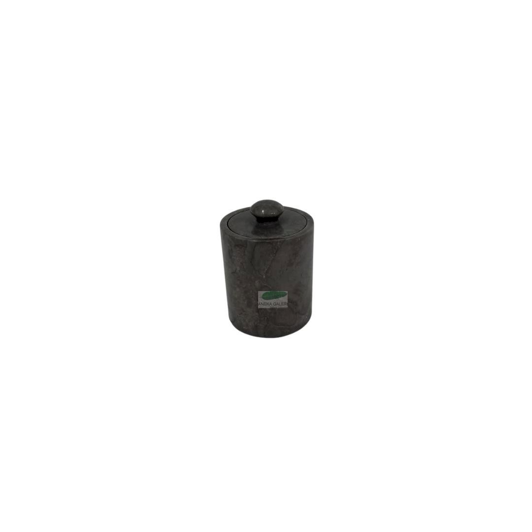 Stone Polish Black marble- JAR WITH LID