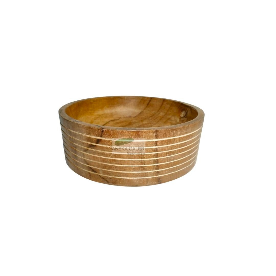 Teak Bowl Stripes White Wash