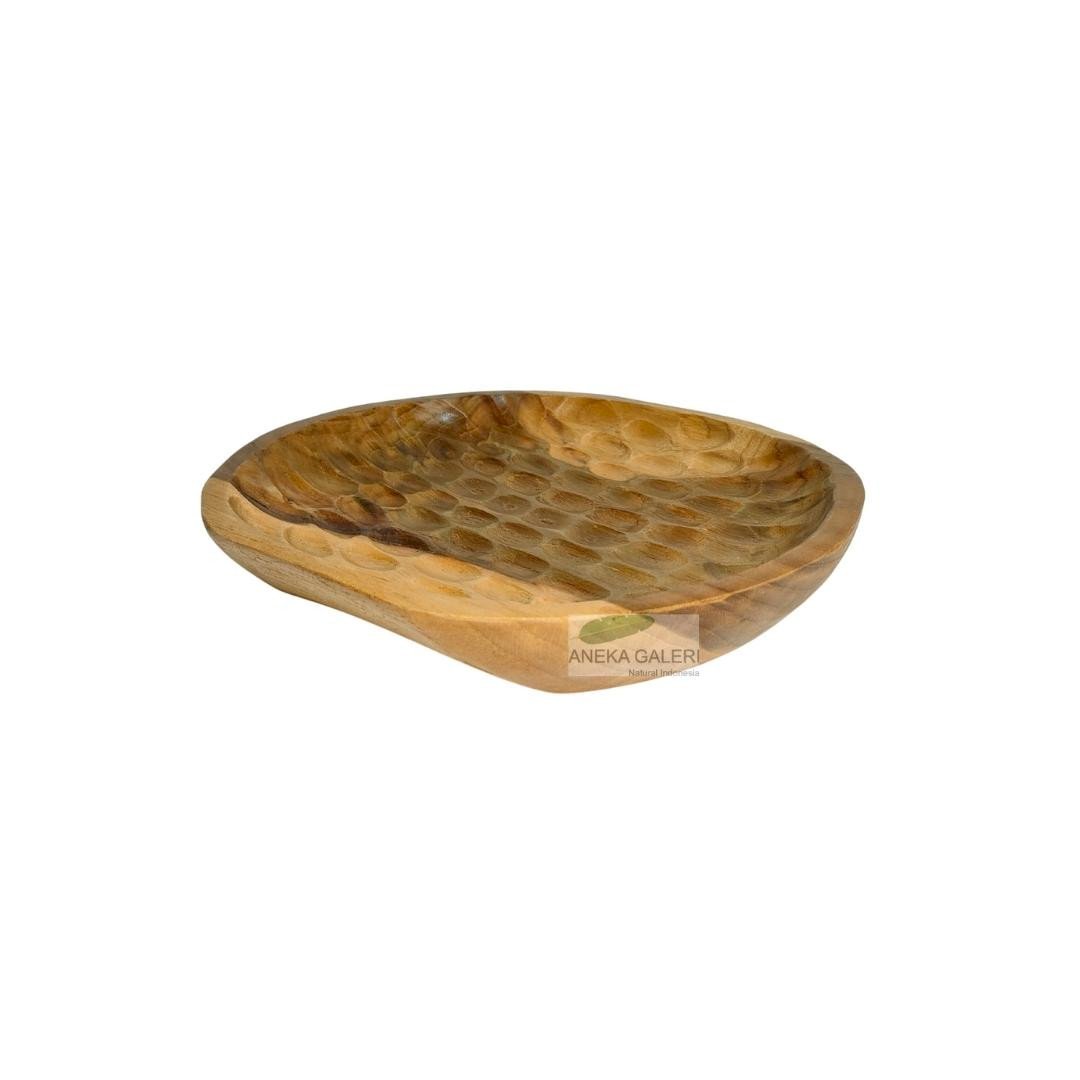 Teak Plate Gouged Round
