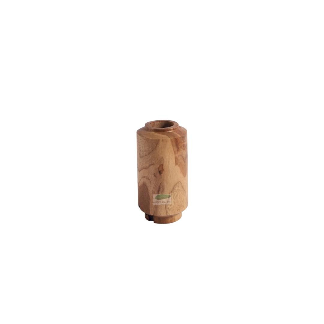 Teak Vase Silinder Natural