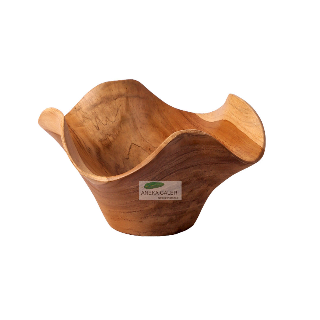Thin Teak Bowl w/ 4 petals 